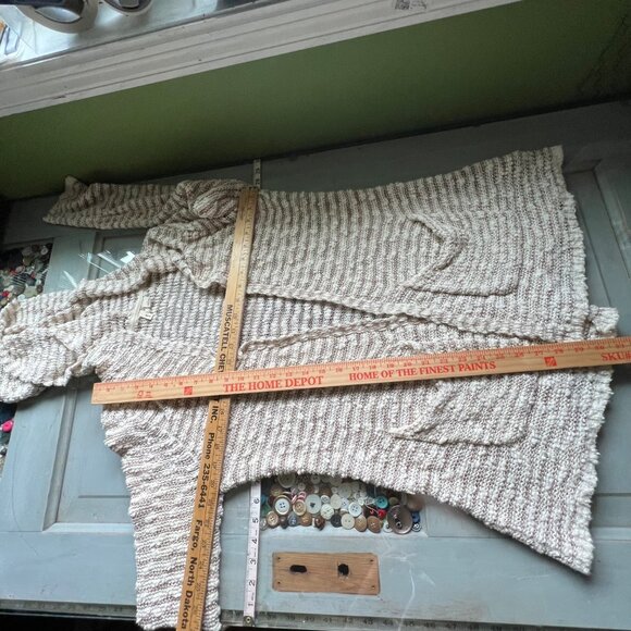 Moth Metallic Cardigan Size Medium Striped Open Front Hooded Long Sleeve Pockets - Picture 9 of 9